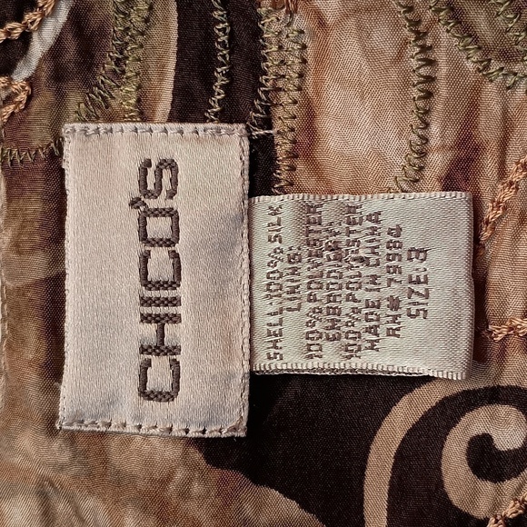 Chico's 100% Silk Skirt with Abstract Florals in Muted Colors and Embroidery - Picture 4 of 12